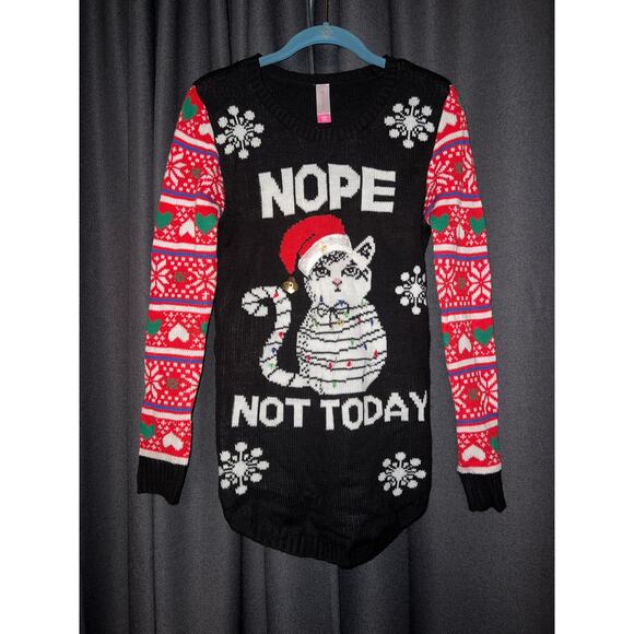 Ugly Christmas Sweater Xmas Size Small Cat - Picture 1 of 3